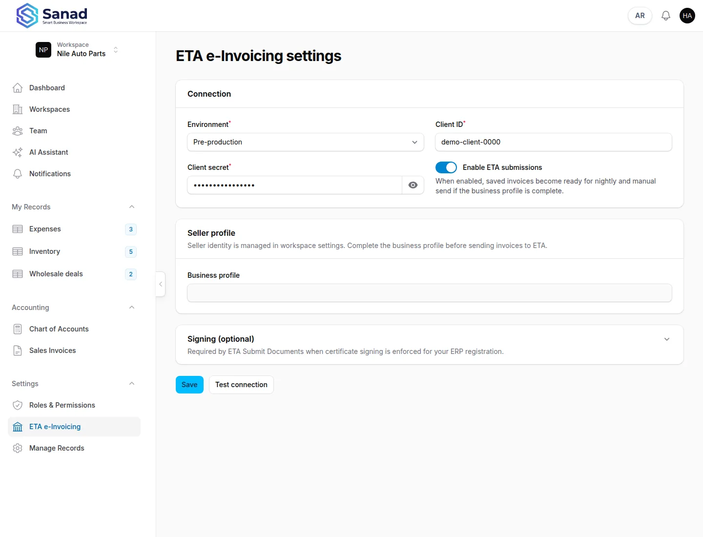 Open ETA settings