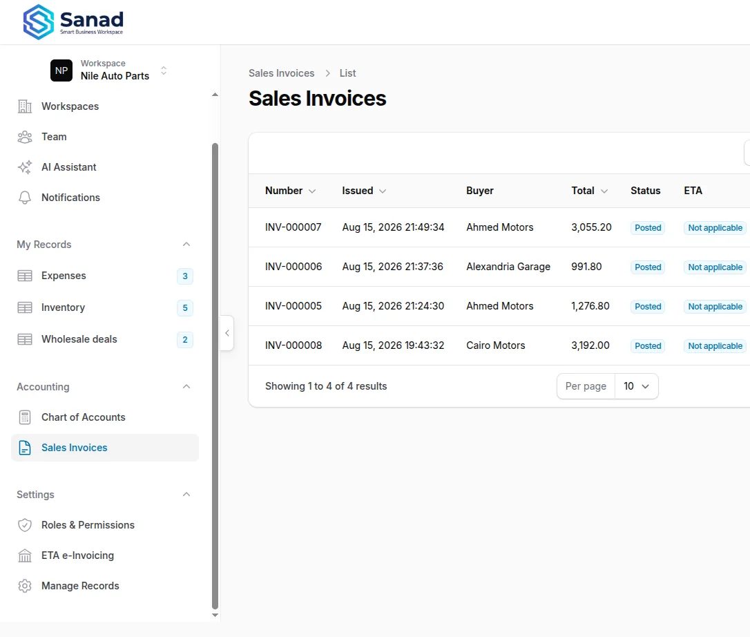 Open the Sales Invoices list
